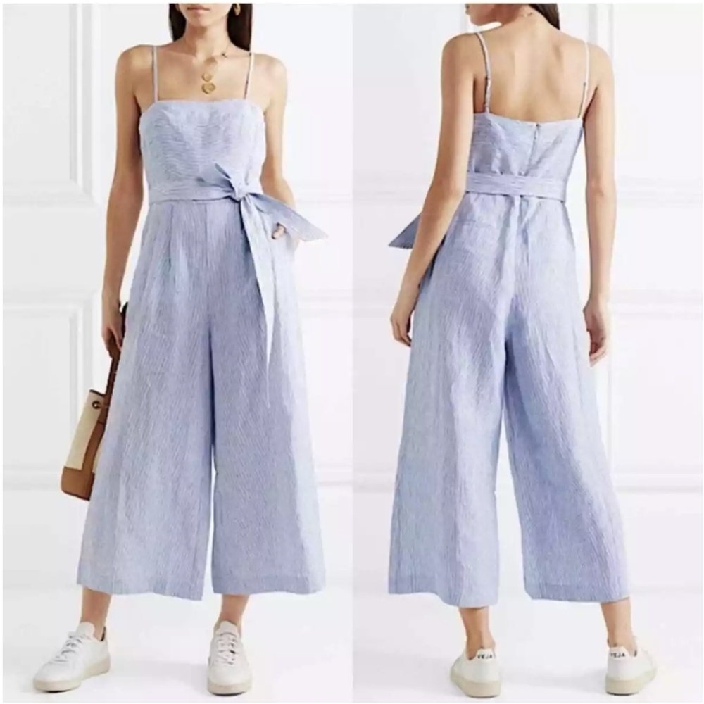 J. Crew linen stripped jumpsuit 2